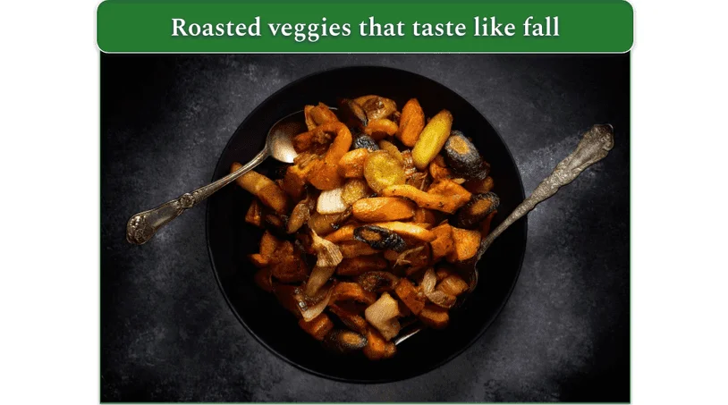 A bowl of roasted veggies that will be included in the salad