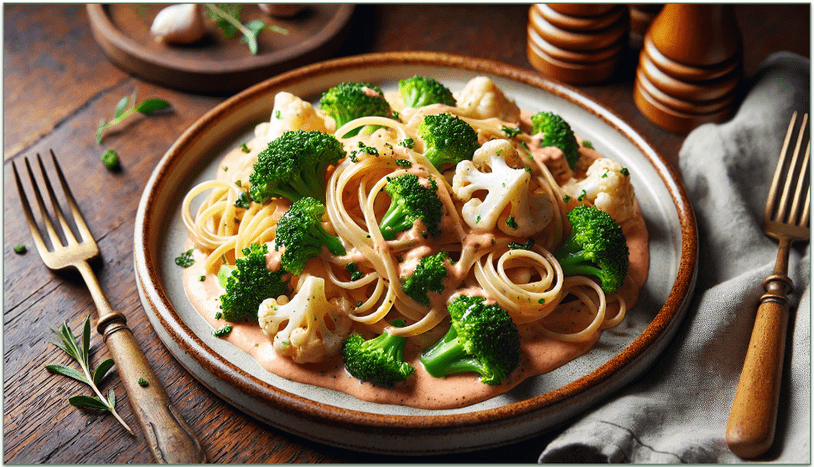 Image of broccoli and cauliflower linguine