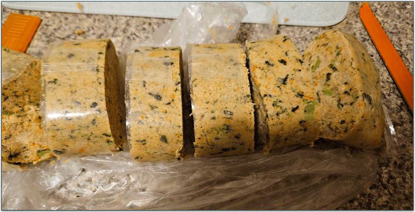 Pack of TFD's food sliced into smaller portions