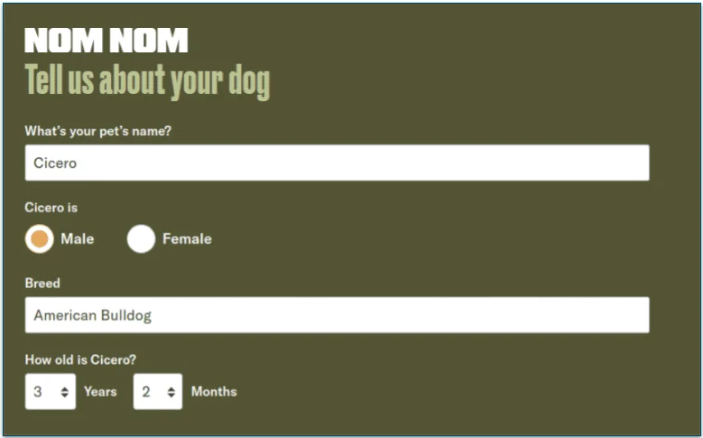 Signing Cicero Up at Nom Nom