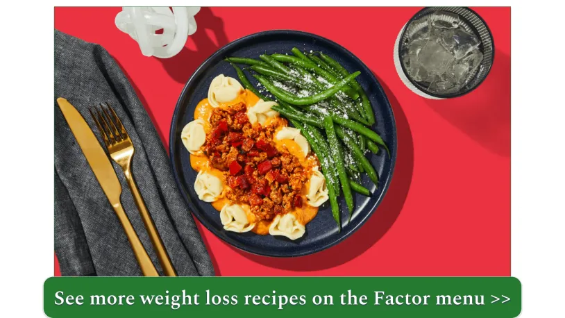 Roasted Red Pepper Tortellini & Italian Sausage with Parmesan Haricot Verts (450 calories)