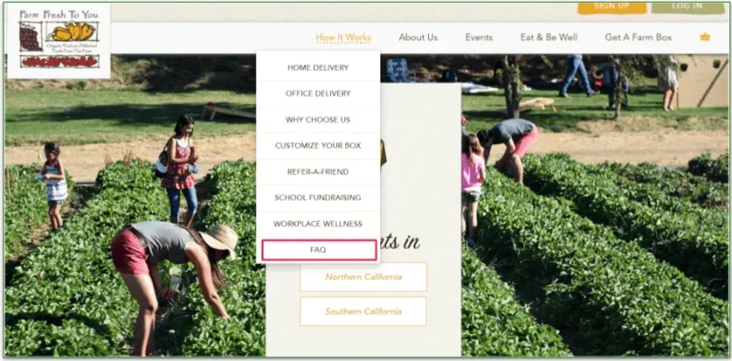Farm Fresh to You's FAQ section