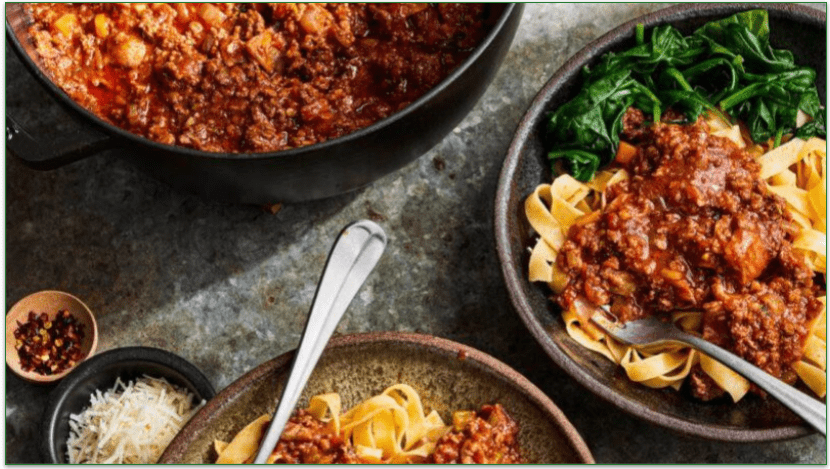 ButcherBox's Pasta Bolognese with Spinach and Parmesan recipe