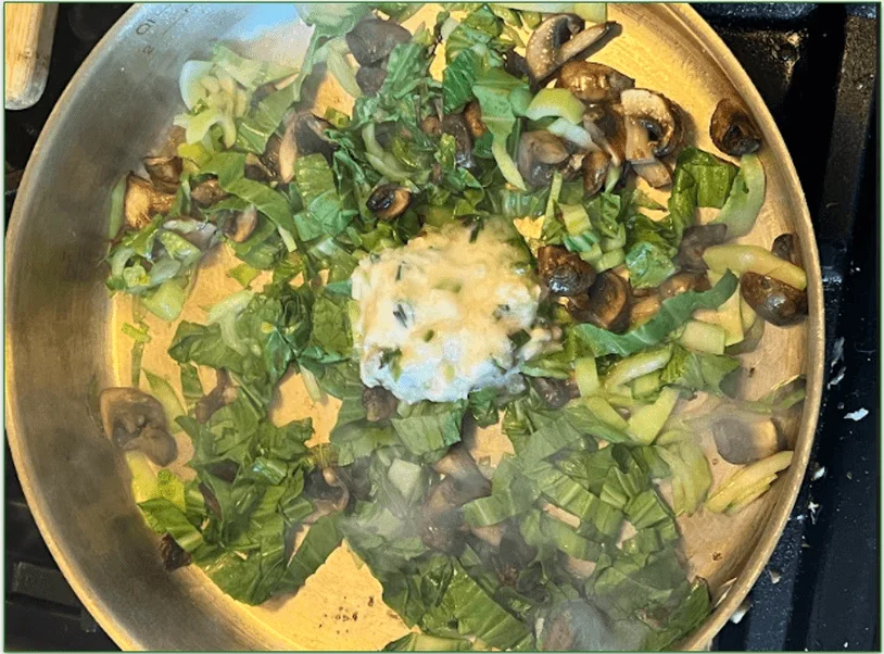Cooking of some Blue Apron Mushroom Ramen's ingredients