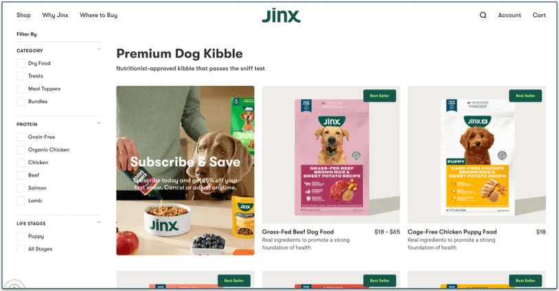 Jinx's Kibble page