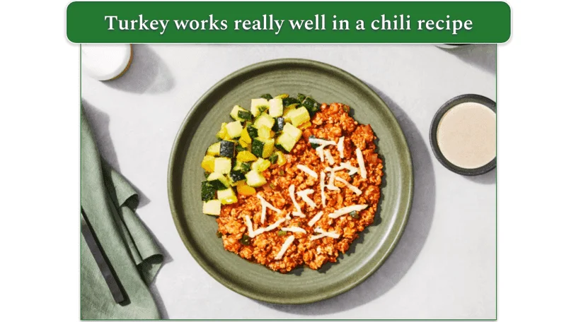 Factor's Turkey Chili & Zucchini dish