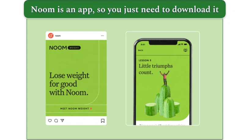 Noom's weight loss app on a mobile