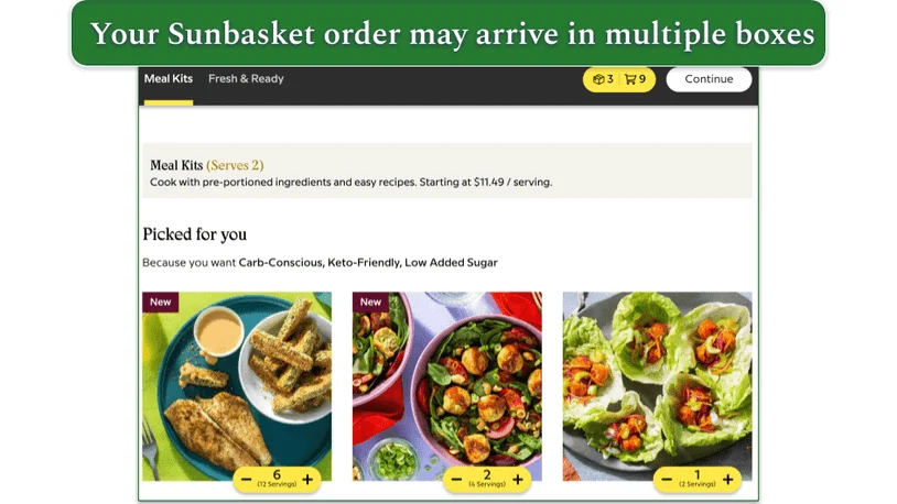 Sunbasket's boxes per order icons