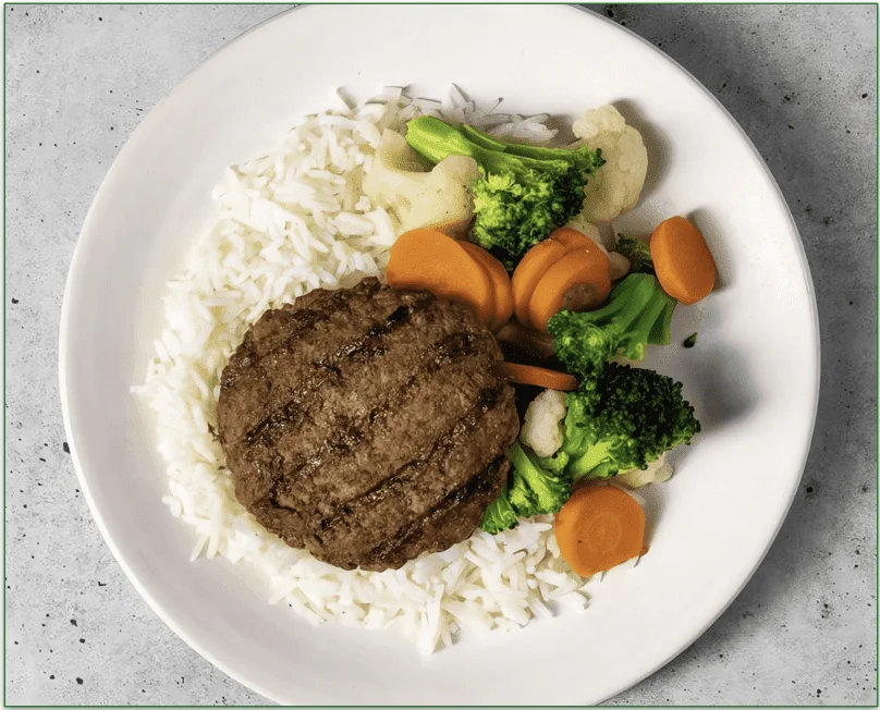  Beef Patty, White Rice, and Mixed Vegetables by Trifecta