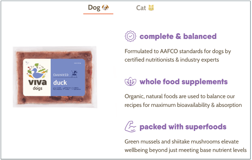 a screenshot of viva raw's homepage