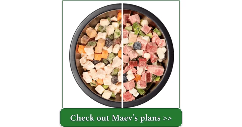 A closeup of Maev's Beef and Chicken recipes in a bowl