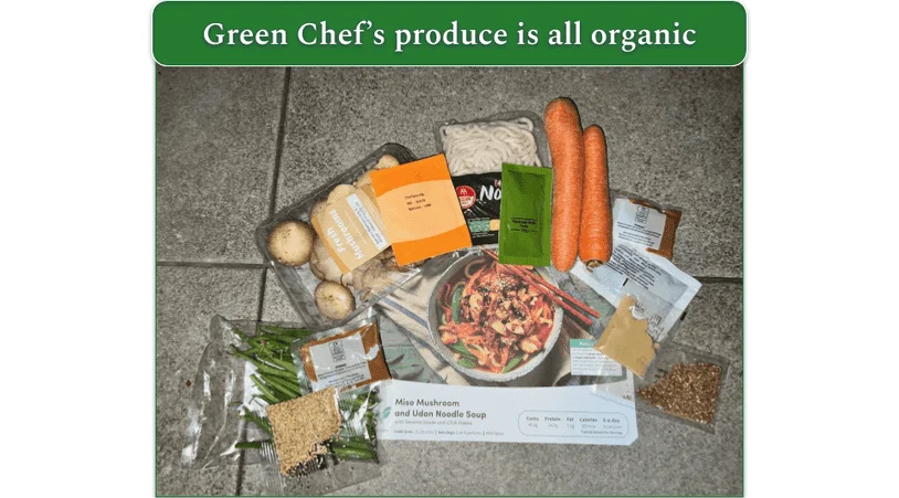 The ingredients for Green Chef’s Miso Noodles