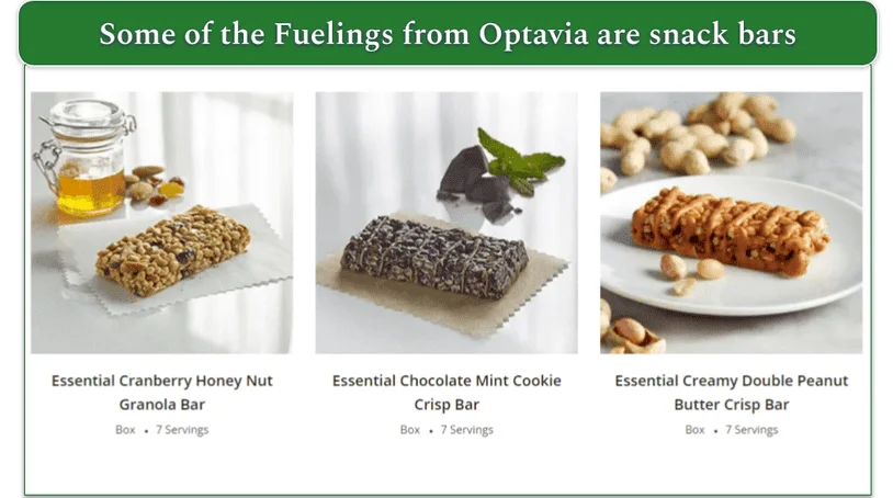 Optavia's Fuelings snack bars on the menu
