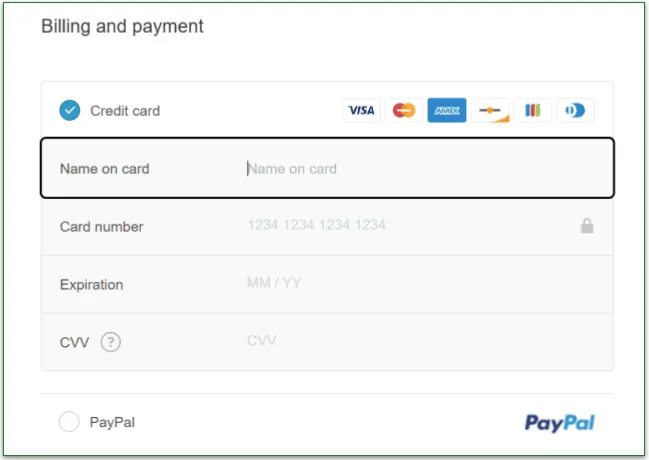 Mosaic's payment screen