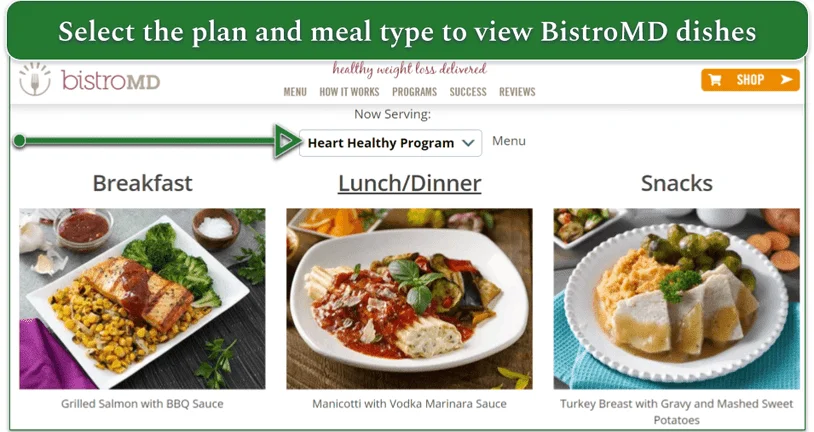The BistroMD menu and a few Heart Healthy dishes