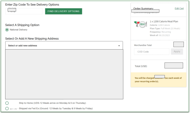 Seattle Sutton's delivery details screenshot