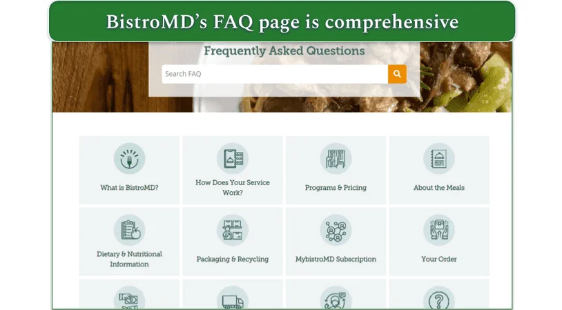 BistroMD's FAQ page