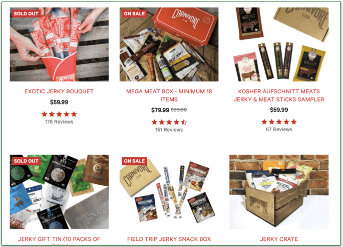 Carnivore Club's Gifts section