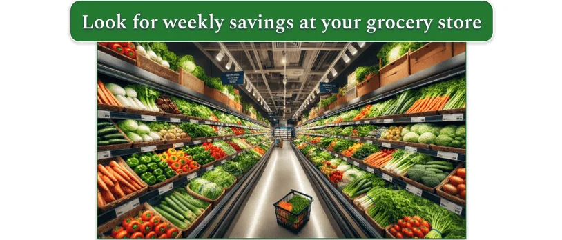  The produce aisle at a grocery store