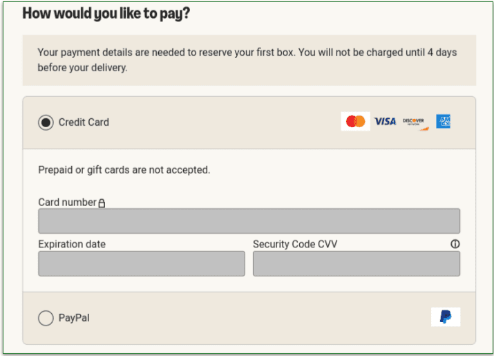 5. Add your payment details