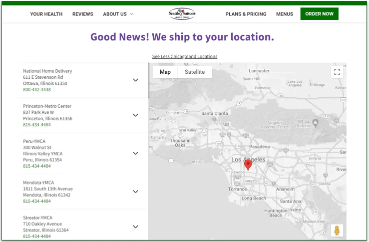Map showing store locations in Chicagoland