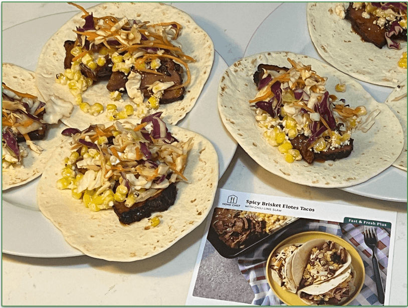 Home Chef’s Spicy Brisket Elotes Tacos