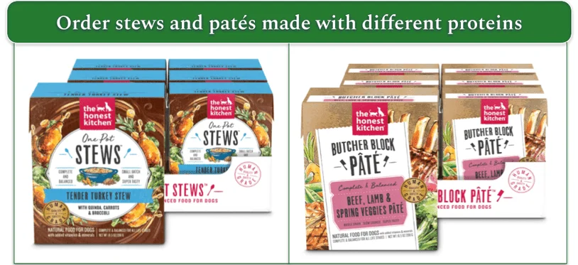 Images of The Honest Kitchen’s stews and pate options