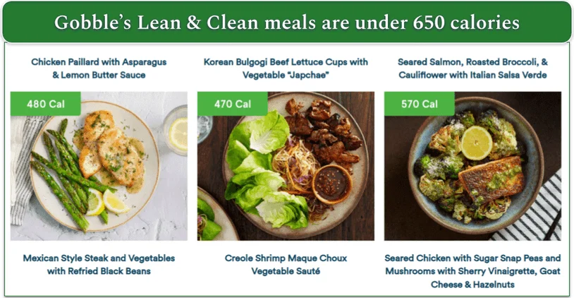 3 low-calorie options from the Lean & Clean meal plan