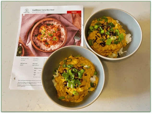 Two bowls of Home Chef's Cauliflower Curry Rice