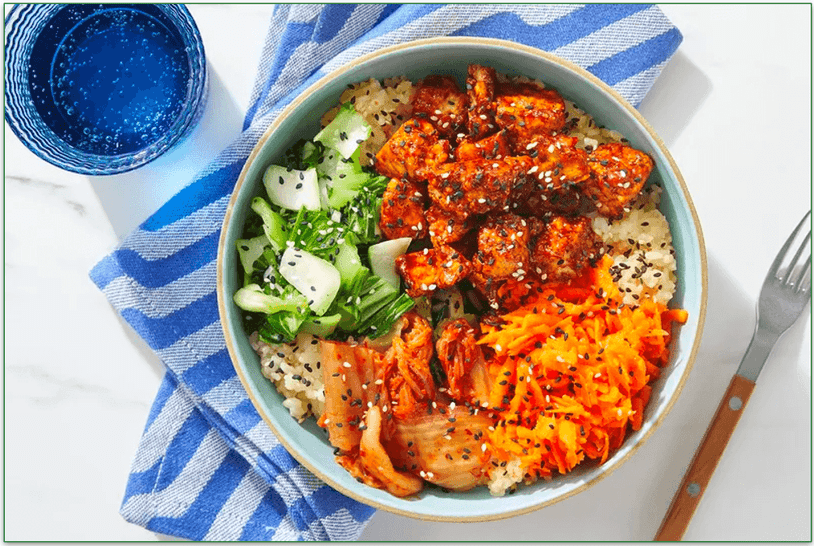 Blue Apron's Korean-Style Brown Rice and Tofu bowl