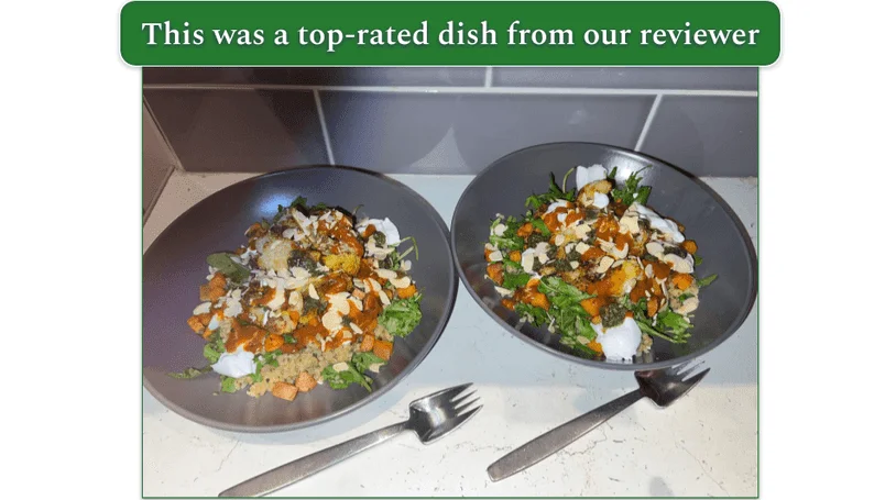 Harissa and Zhoug in 2 bowls prepared by our reviewer
