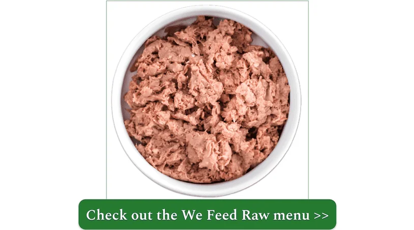 Bowl of We Feed Raw meat patties mashed up