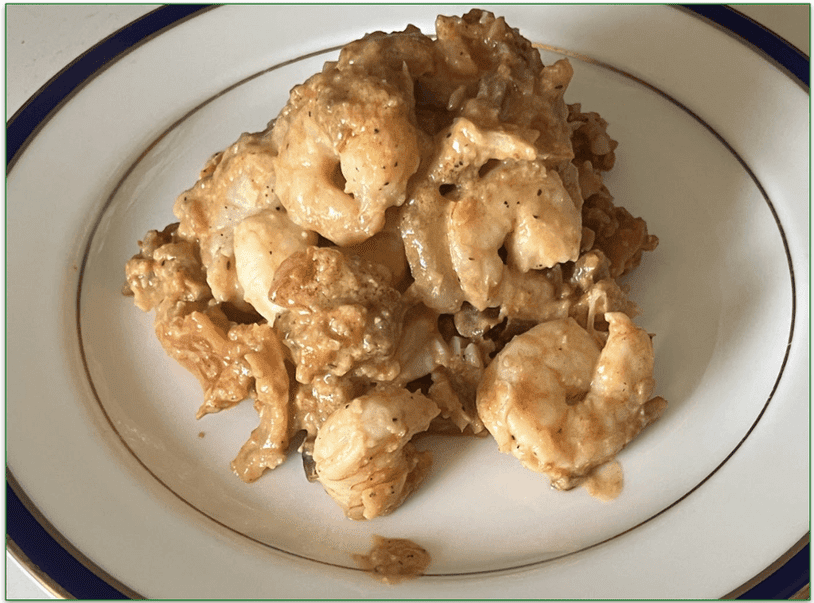 The Chipotle Lime Shrimp with Southwestern Cauliflower Rice served on a plate