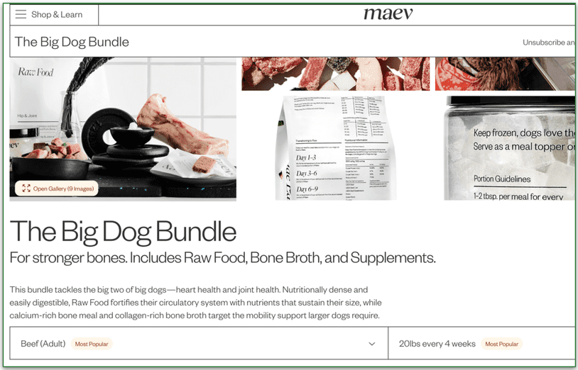 Screenshot of Maev’s The Big Dog Bundle page