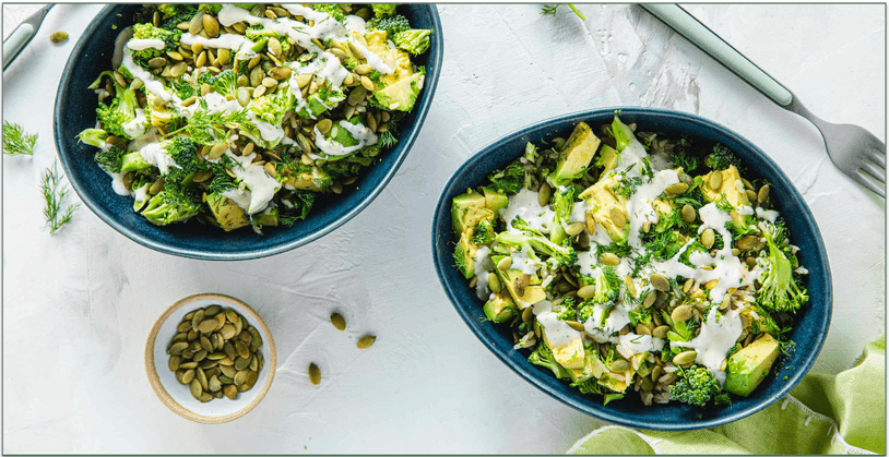 screenshot of Purple Carrot's Less Prep Green Goddess Bowls with Broccoli & Ranch Dressing
