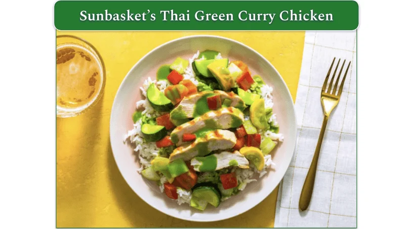 Sunbasket's Thai Green Curry Chicken served on a plate