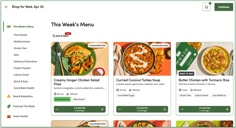 5: Browse the menu and choose your meals