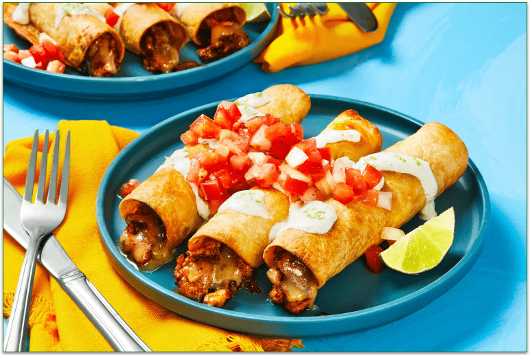 EveryPlate's Southwest Chicken Flautas with Zesty Crema & Pico de Gallo