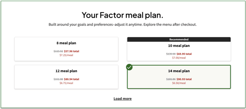 Cost-per-serving varies depending on how many meals you order