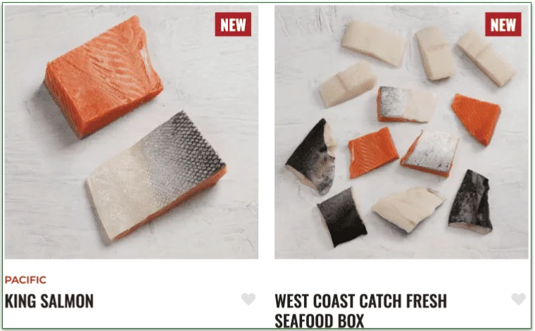 Snake River Farm's collection of seafood items