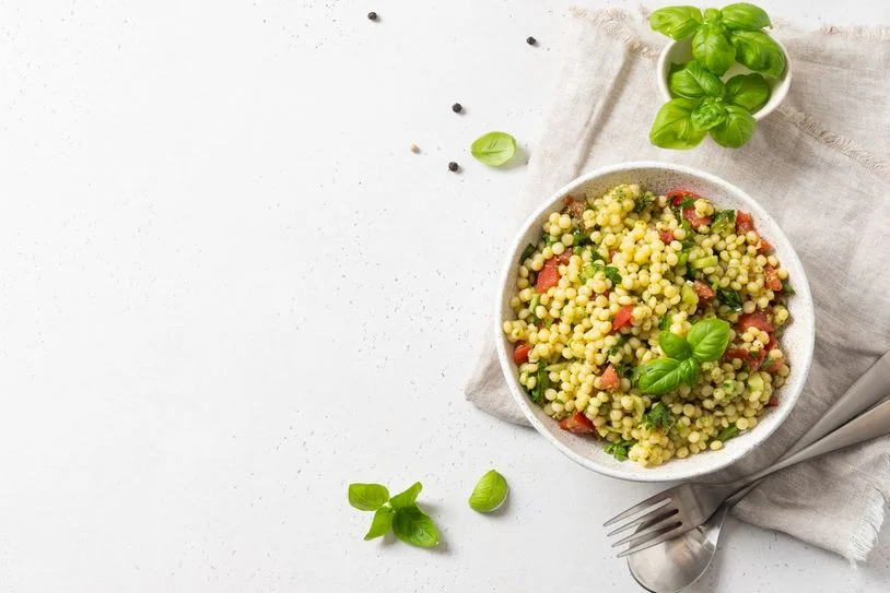 Israeli couscous in a bowl
