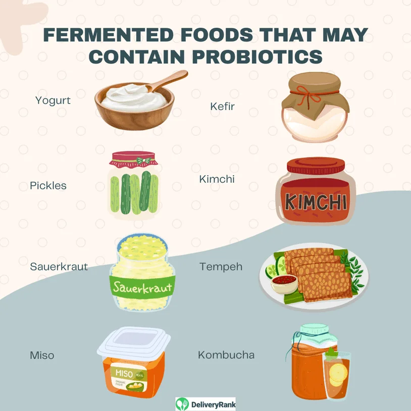 Images of fermented foods that may contain probiotics
