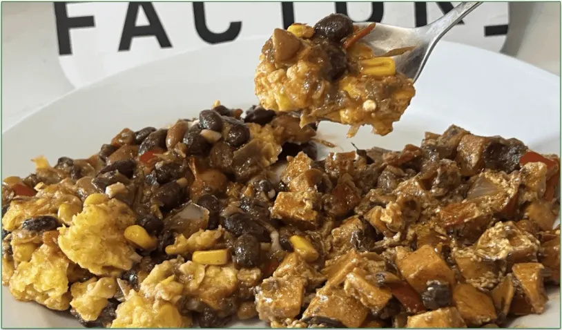 Factor's Vegeterian Tamale bowl is full of veg and spices