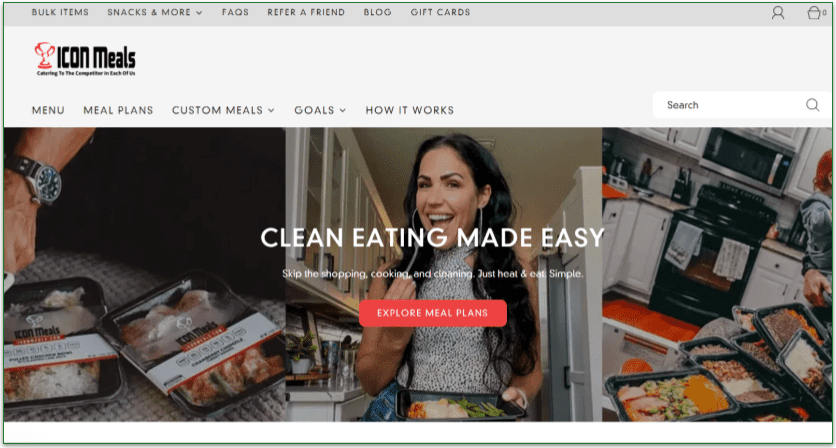 Icon Meals Customer Login page