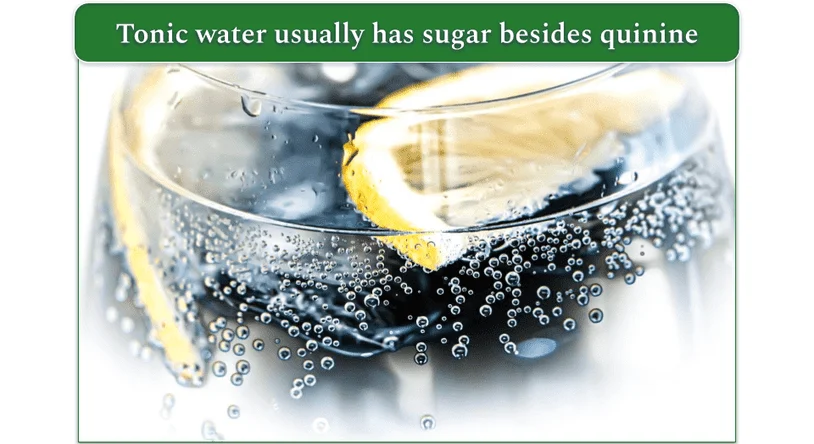 Top of a glass with tonic water and lemon for flavor boost