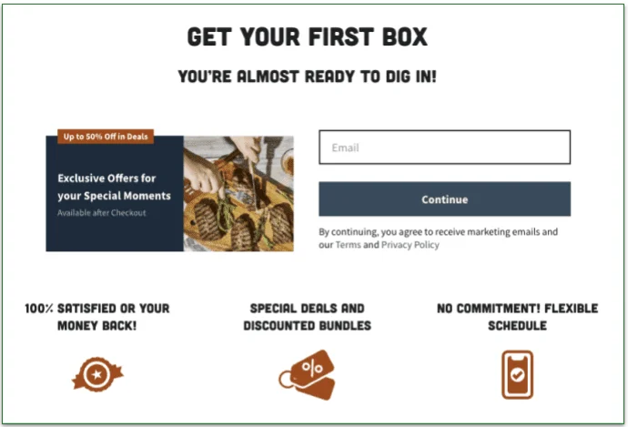 Screenshot of Good Chop's signup button