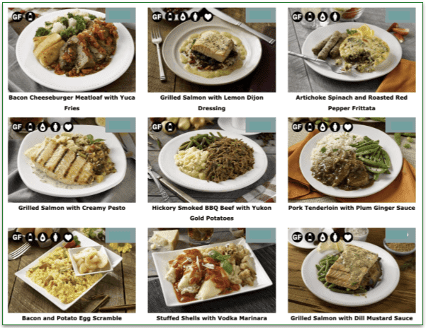 Screenshot of Silver Cuisine's Lunch and Dinner Menu