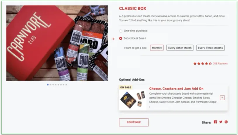 Step 2 of sign up is to choose your subscription. Choose monthly, every other month, or every 3 months
