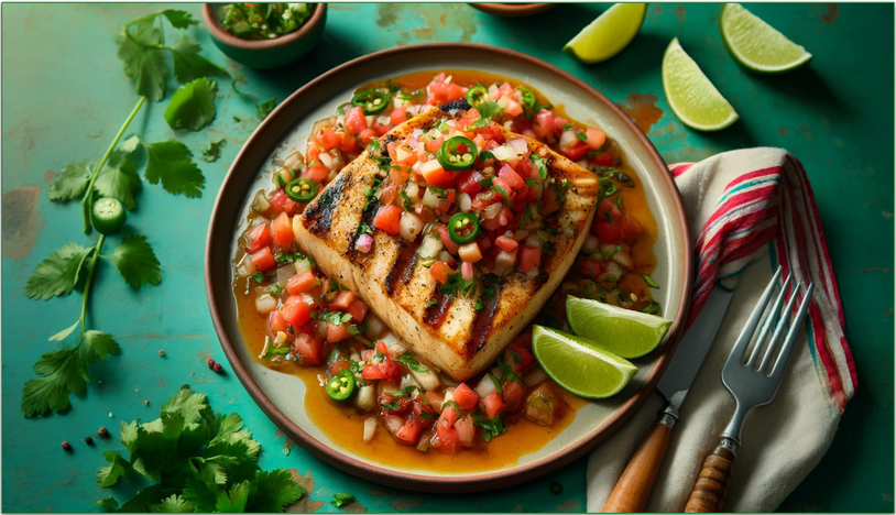 Mexican inspired swordfish with pico de gallo
