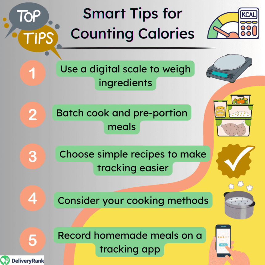 Infographic listing tips for counting calories